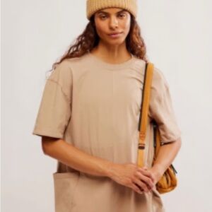 Free People Hot Shot Tan Romper Tee NWT Size XL
